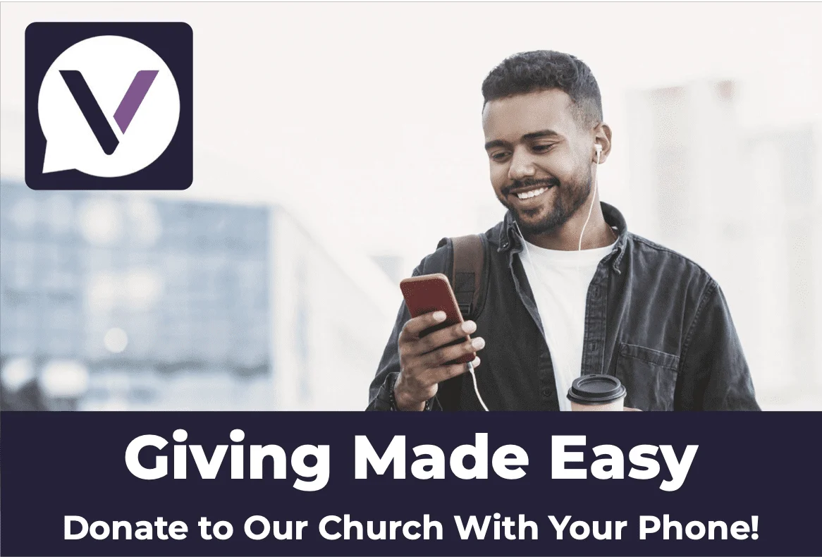 Man using smartphone to donate