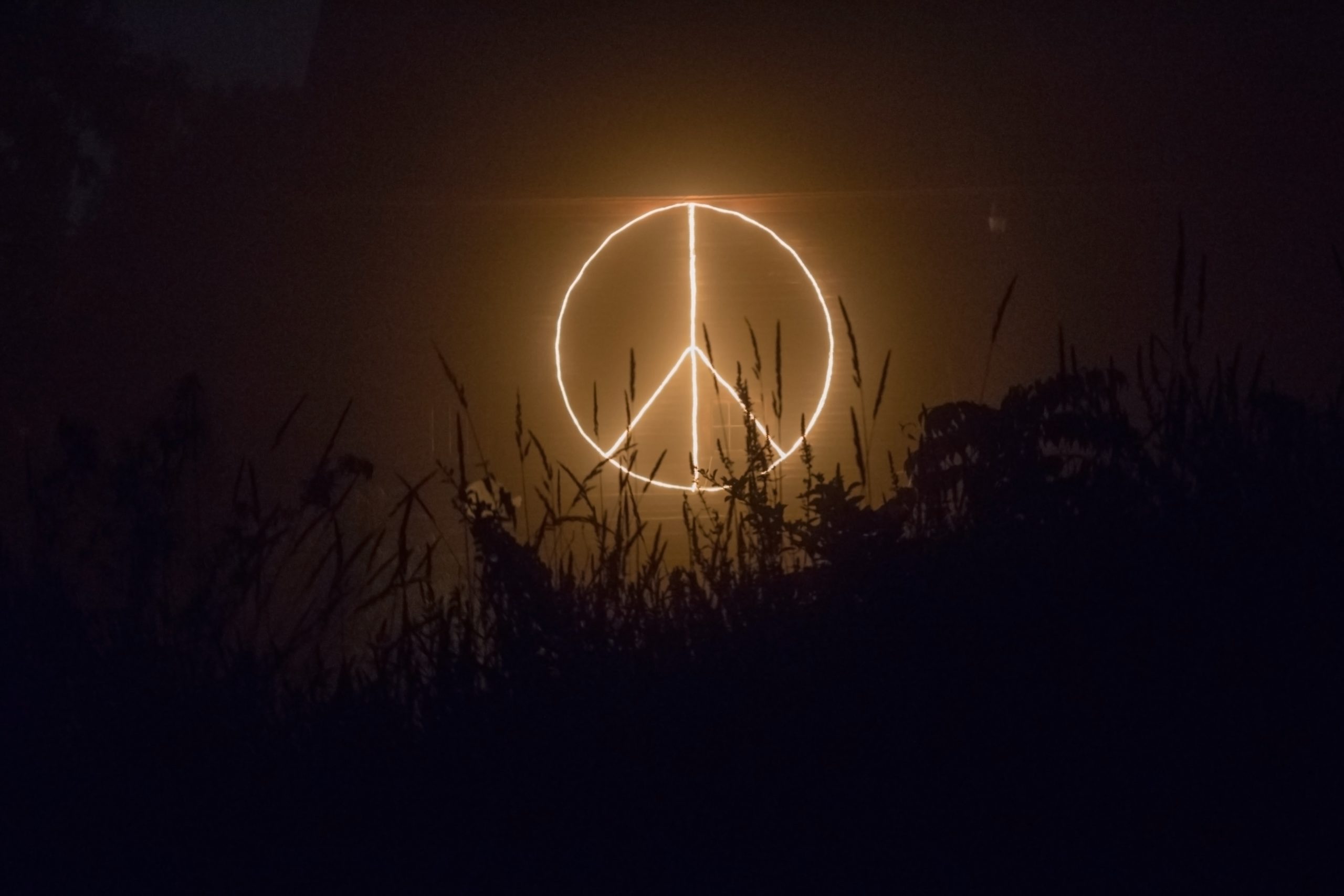Lighted peace sign