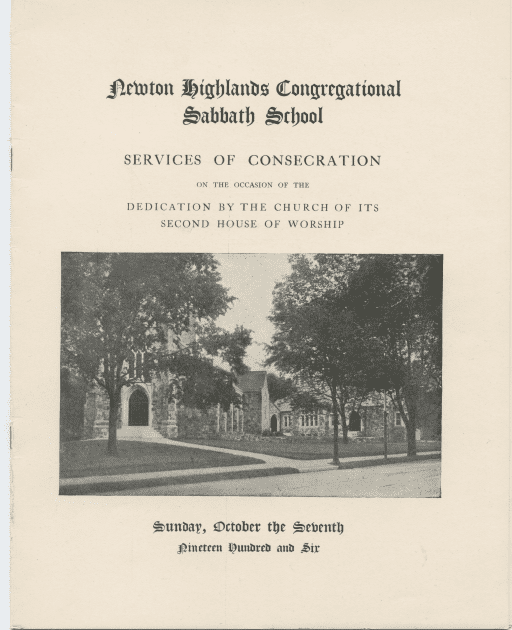 Cover of bulletin for Services of Consecration, October 7, 1906