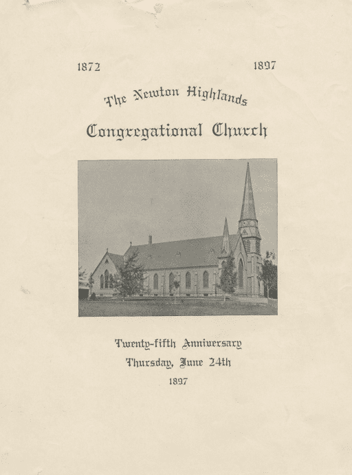 Cover of bulletin, 25th anniversary, with a drawing of the church