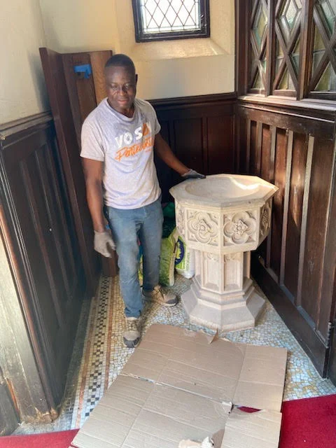 Vestibule bapistery removal July 2023