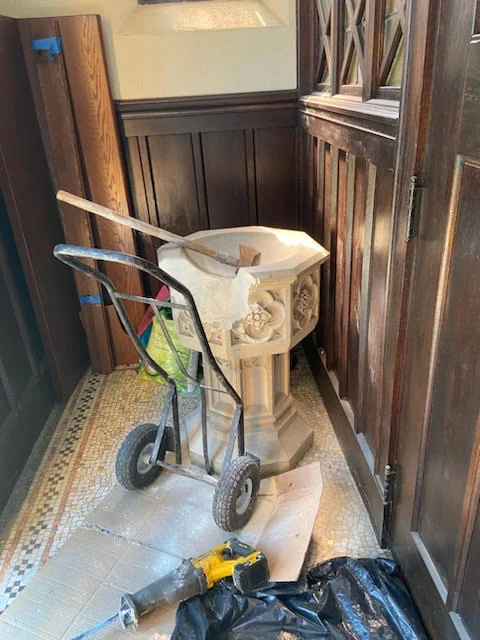 Vestibule bapistery removal July 2023