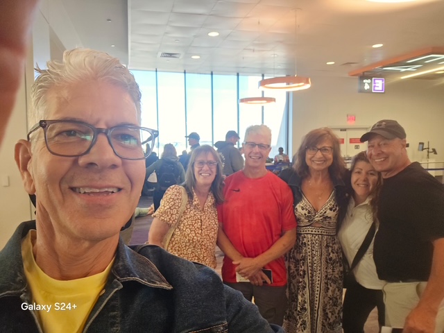 Wendy Donnell at Logan Airport leaving for Italy with husband and group of friends