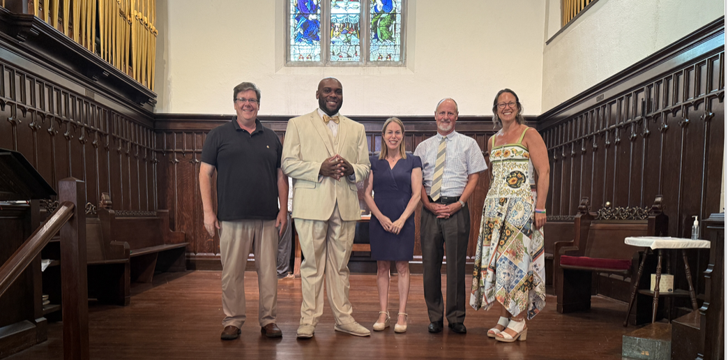 Five worship leaders in sanctuary for All-Newton worship service