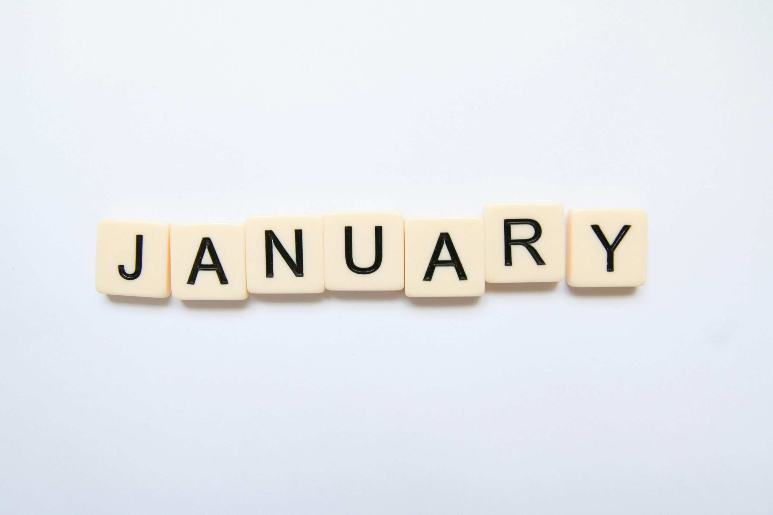 Scrabble tiles spelling January